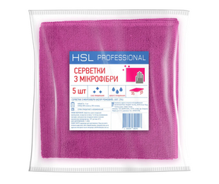 Салфетки из микрофибры универсальные, розовые, 35*35 ТМ HSL Professional, 5 шт. 1500003719 фото