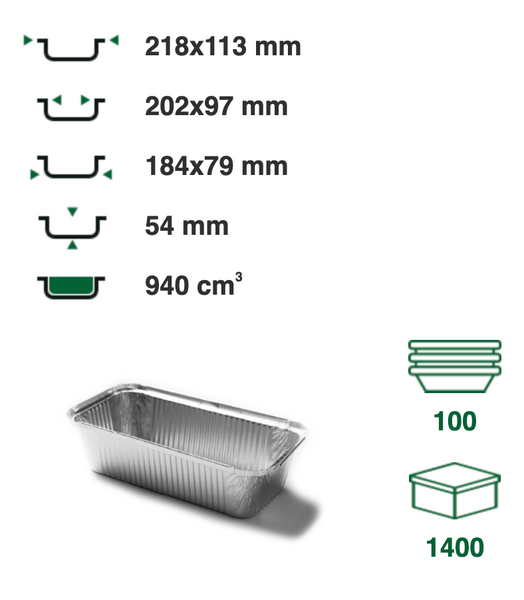 Контейнер алюмінієвий R14L 218x113х54мм, 100шт R14L фото